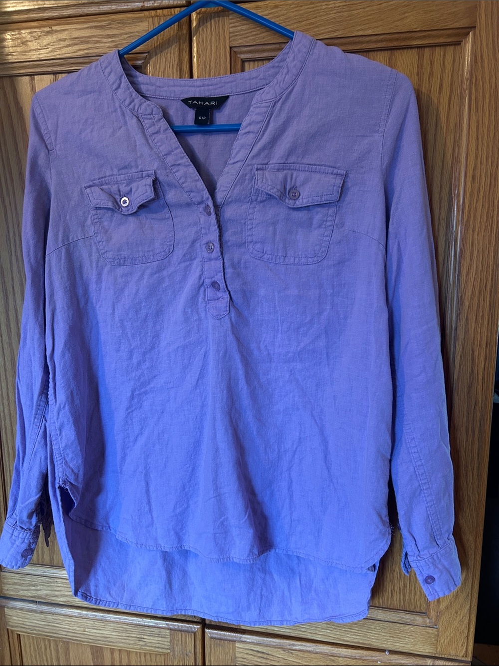Tahari Lavender Long-Sleeve Henley Tunic